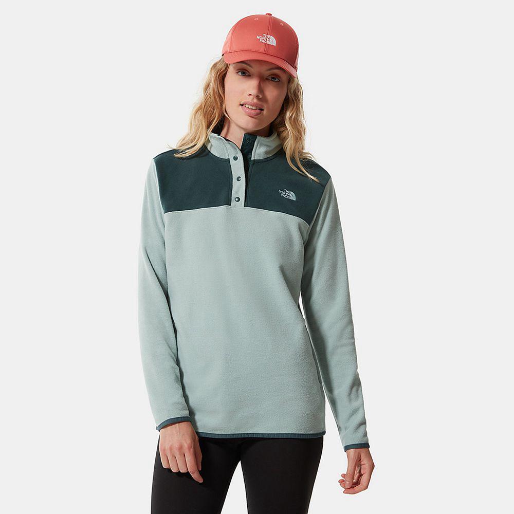 The North Face Tka Glacier Snap-Neck Γυναικεια Πουλόβερ Fleece - Βαθυ Πρασινο (KIMF46529)